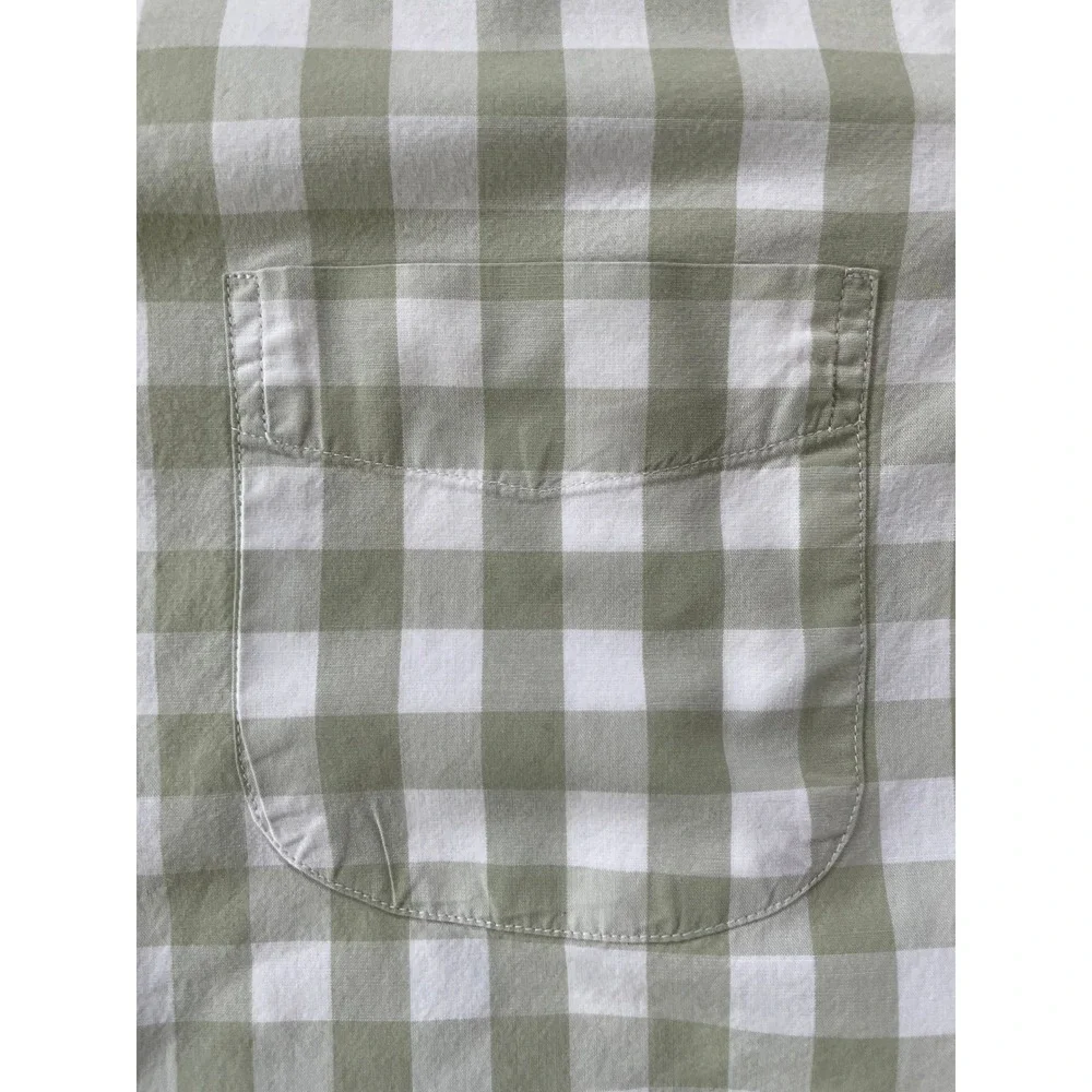 J.Crew Mens Small Secret Wash Button Down Shirt Green Gingham Check Slim Stretch